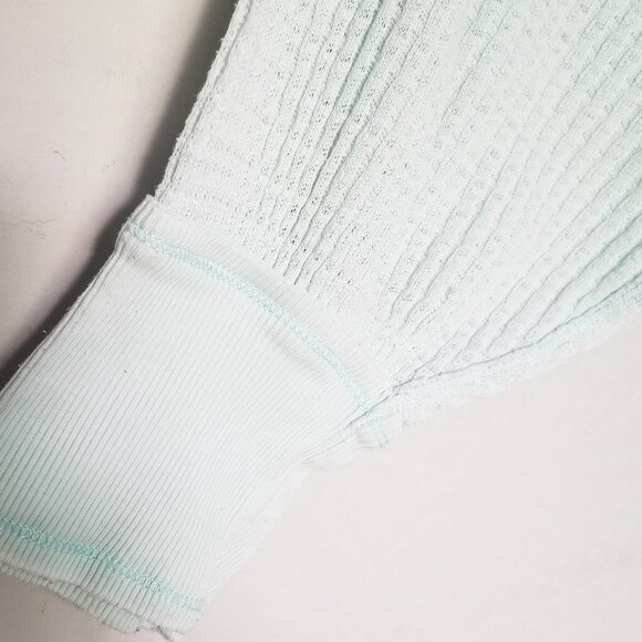 Free People South Side Thermal Top S Blue Green Italian Mint Lightweight V Neck - Picture 14 of 16